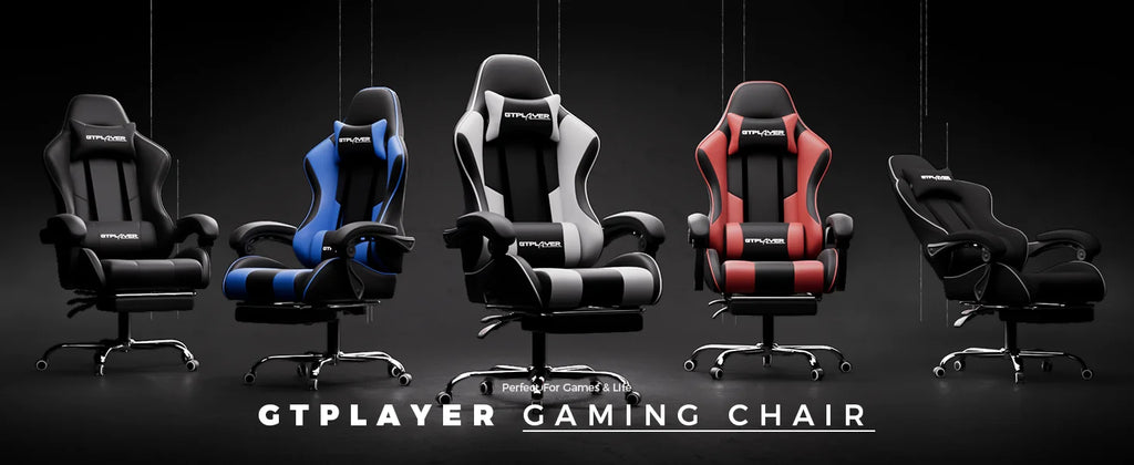 GTPLAYER Gaming Chair with Footrest Lumbar Support 360 Swivel Height Adjustable Computer Game Chair
