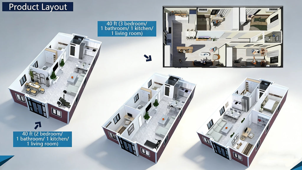 EBO Expandable Container House, Foldable Prefabricated House, Portable Modular House with Bathroom and Kitchen, Multipurpose