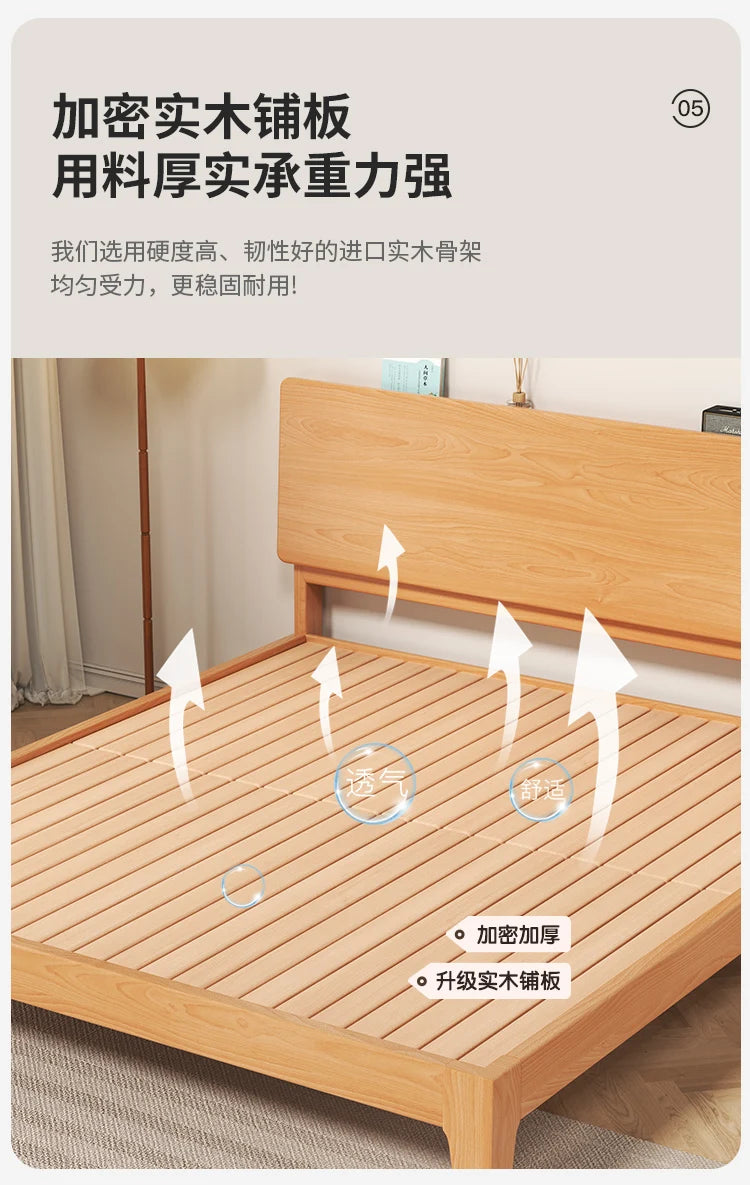 Elegant Storage Double Bed Frame Wood Platform Modern Twin Queen Bed Frame Full Size Nightstands Cama Moderno Lujo Furniture