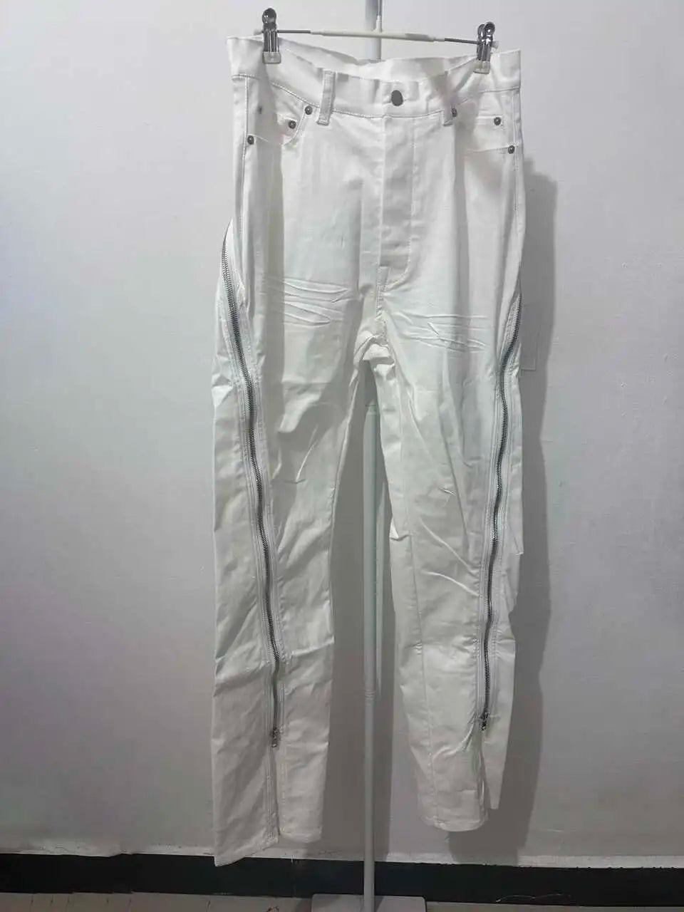 HKSH Men New RO High Street Double Line Zipper Cotton Jeans Casual Long Denim Flare Pants Personalized Streetwear Fashion HK3908