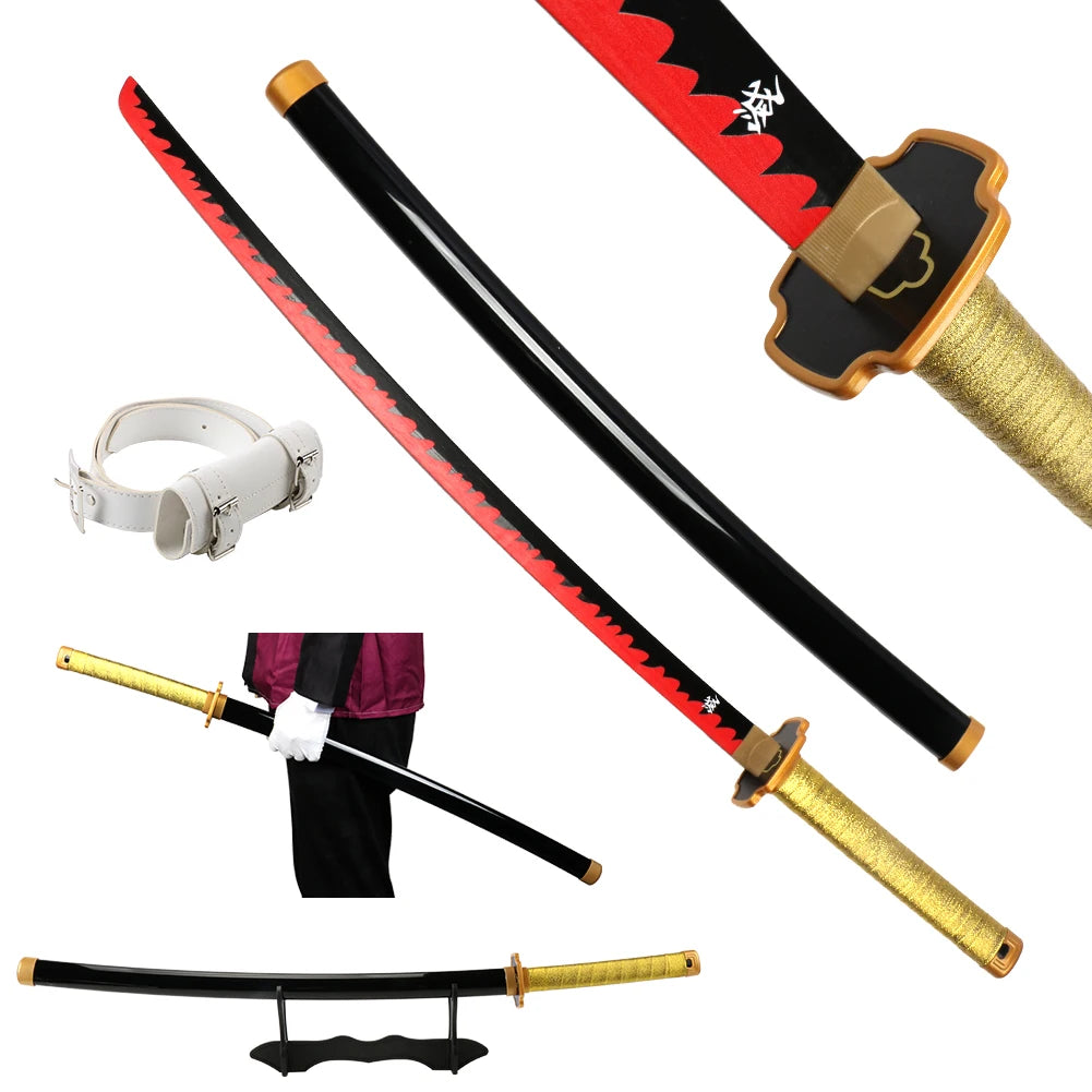 41 inch Anime Cosplay Samurai Katana Sword With Belt And Holder Tanjiro Halloween Cosplay Props Decoration