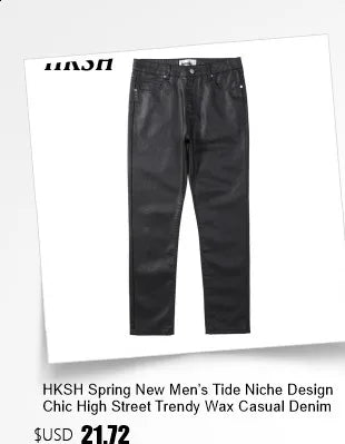 HKSH Autumn New Men Tide Dark Vintage Stylish Damage Waxed Denim Pants Handmade Hole High Street Jeans Straight Chic Ins HK17722