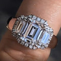 Custom Real Platinum PT950 Women Men Wedding Party Anniversary Engagement Ring 2 3 4 5 Ct 3 Pcs Emerald Moissanite Diamond Ring