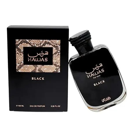 Hawas Black By Rasasi for Men - 3.38 Oz EDP Spray Makeup Women's Perfume Bold Long Lasting Arabian Perfume