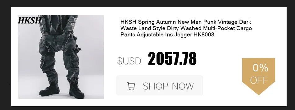 HKSH Spring Autumn New Men Trend Ripped Frayed Denim Patchwork Jacket Elastic Waist Wide-Leg Pants Fashion Two-Piece Set HK16899