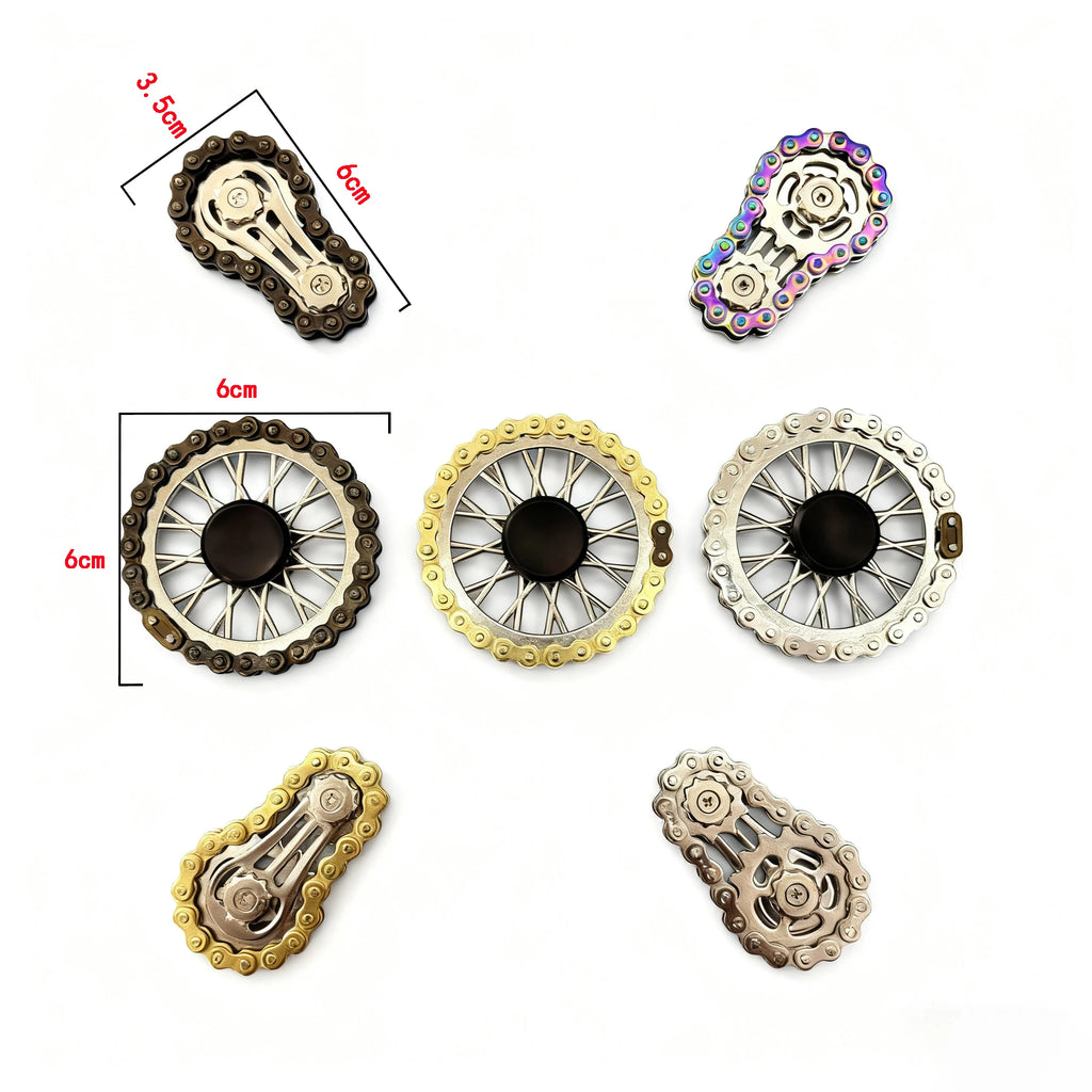 Metal Flywheel Gear Chain Gyro Fingertip Gyro Sprockets Fidgets Toy Anti-stress Fidgeting Spinners Finger Exercise Toys Xmas