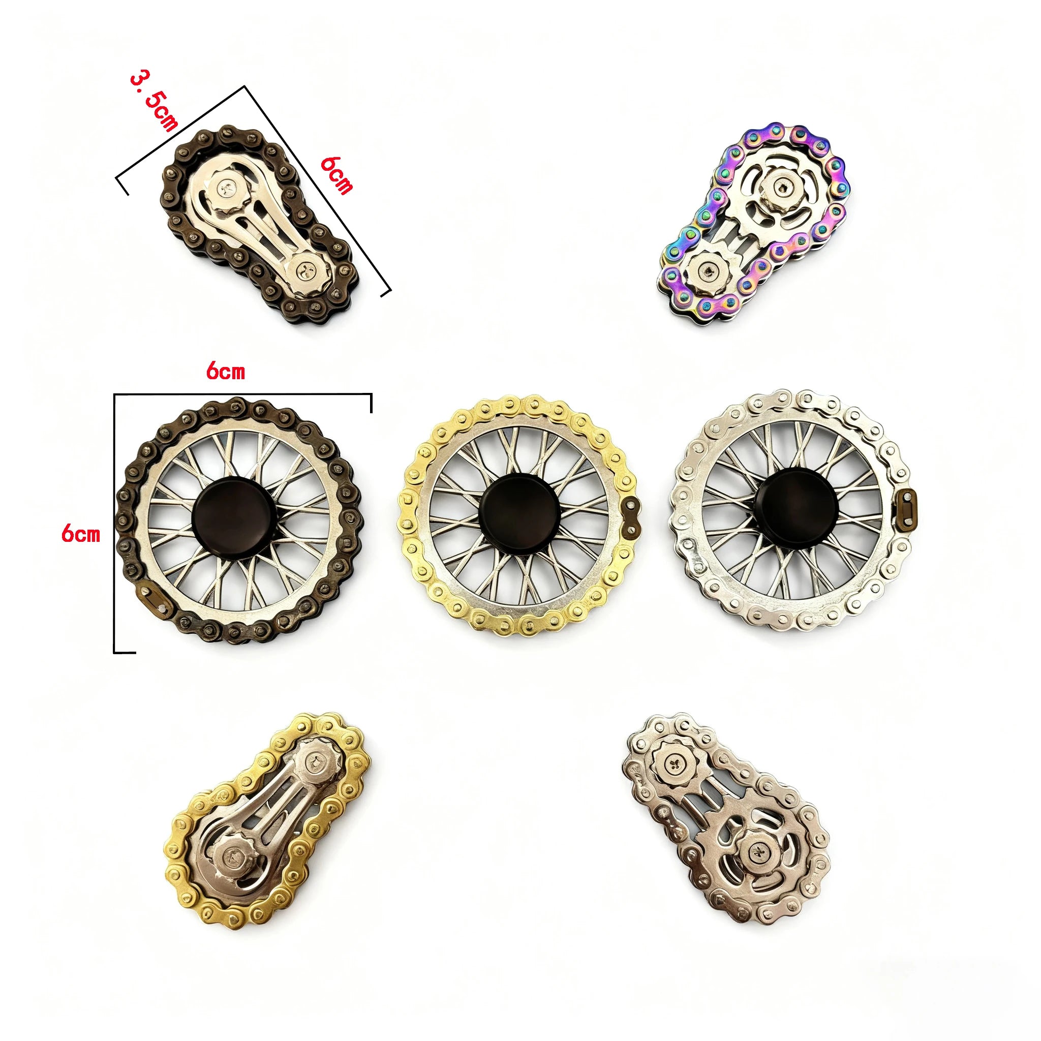Metal Flywheel Gear Chain Gyro Fingertip Gyro Sprockets Fidgets Toy Anti-stress Fidgeting Spinners Finger Exercise Toys Xmas