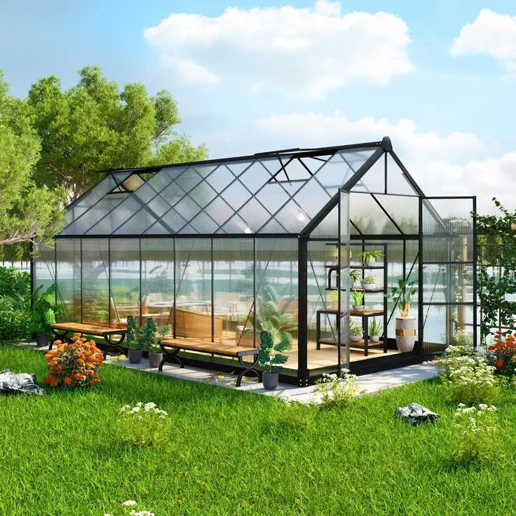 Garden Shade Room Environmentally Friendly Powder Coated Metal Sunroom Easy to Assemble with Steel Frame