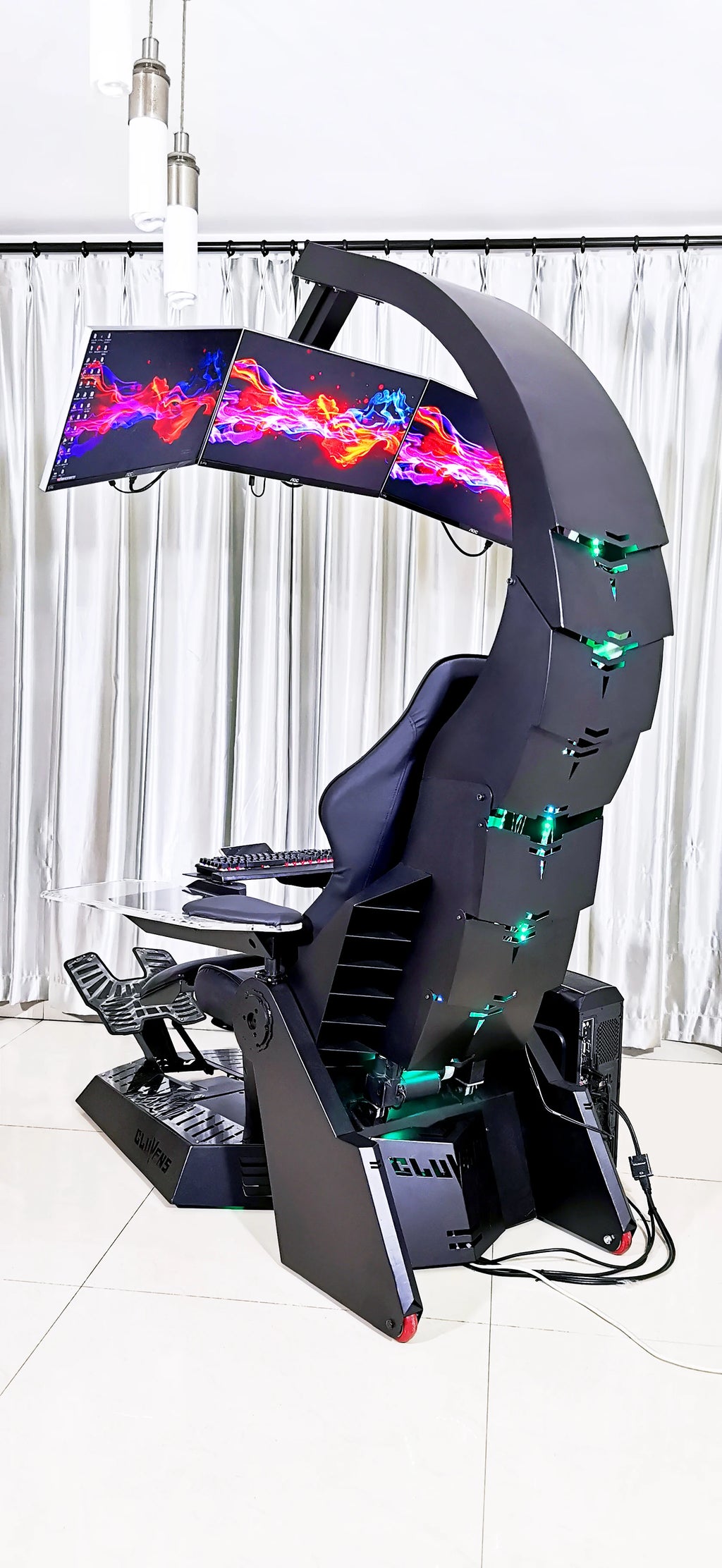 Unicorn Cluvens Brand Scorpio Hot Sell Ergonomic Silica Gamer Chair RGB LED High Back Swivel Racing Gaming Chair With Foot Rest