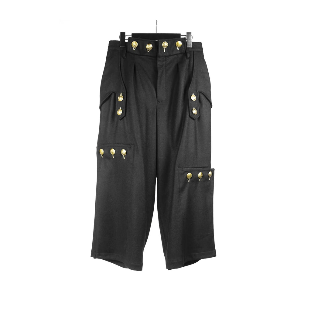 TOP-YAMAMOTO Japanese original design Dark and niche woolen black gold-button loose pants Casual pants