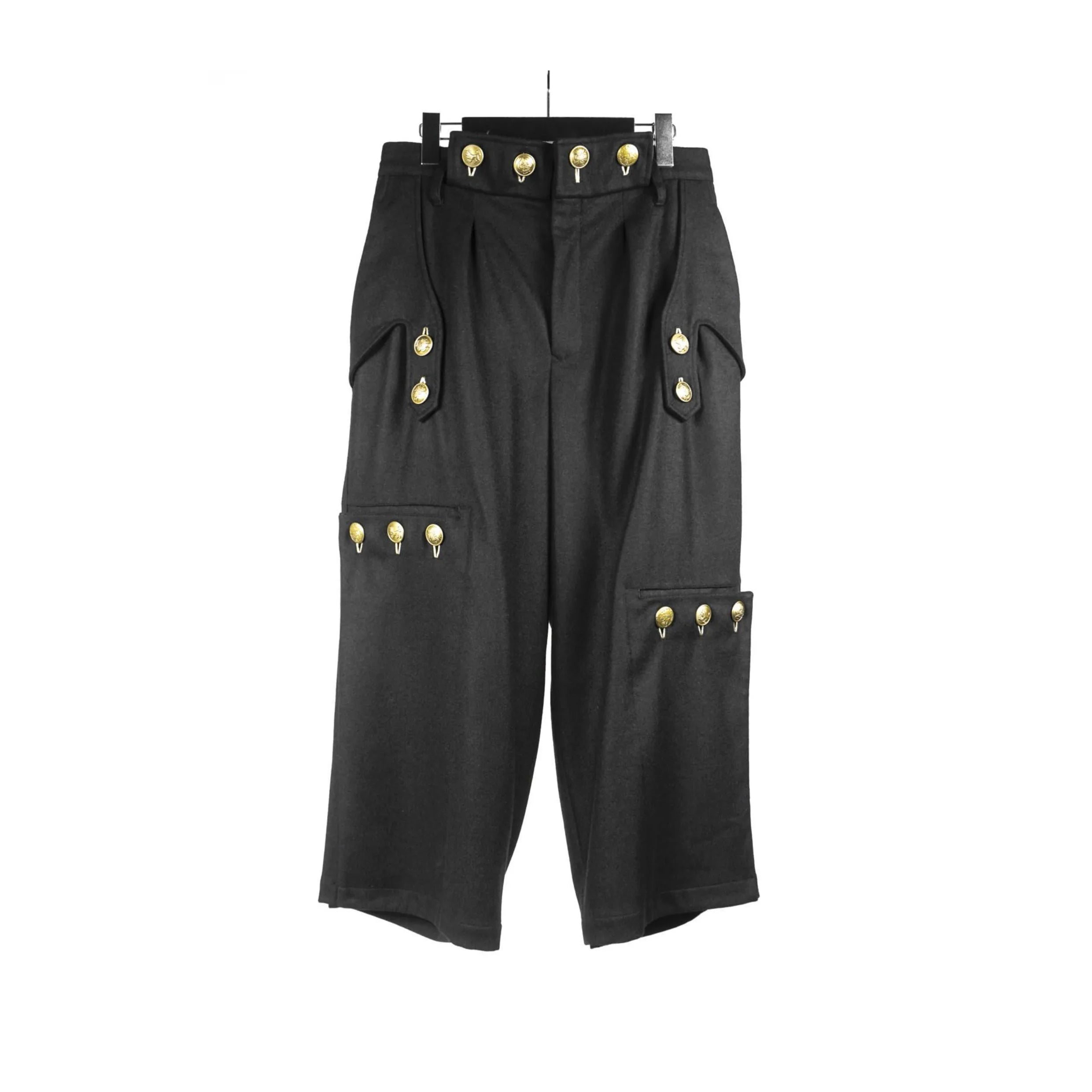 TOP-YAMAMOTO Japanese original design Dark and niche woolen black gold-button loose pants Casual pants