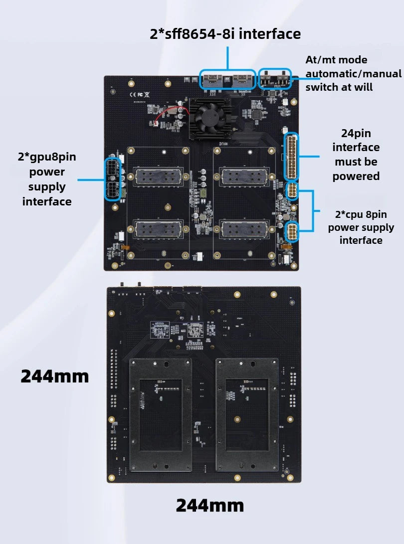 SXM2 for NVIDIA V100 GPU Adapter Board Card NVLink 300G 4-Port 4‑Way / Dual-Card Dual-Channel Pass-Through Expansion Backplane