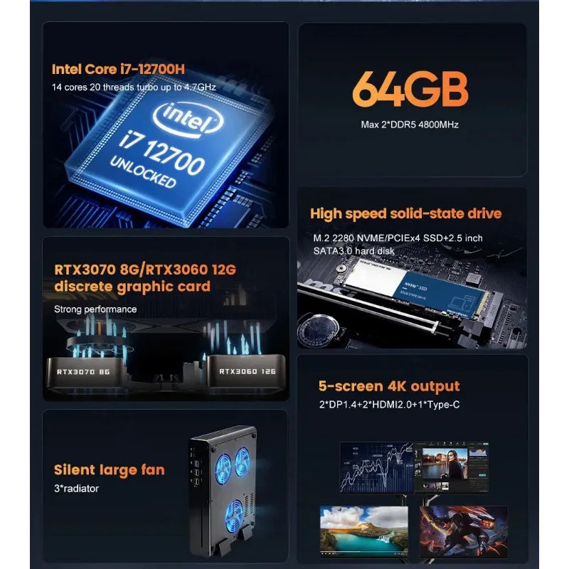 Desktop mini computer host full set of 13th generation i7/i9 high-end i5 e-sports game book