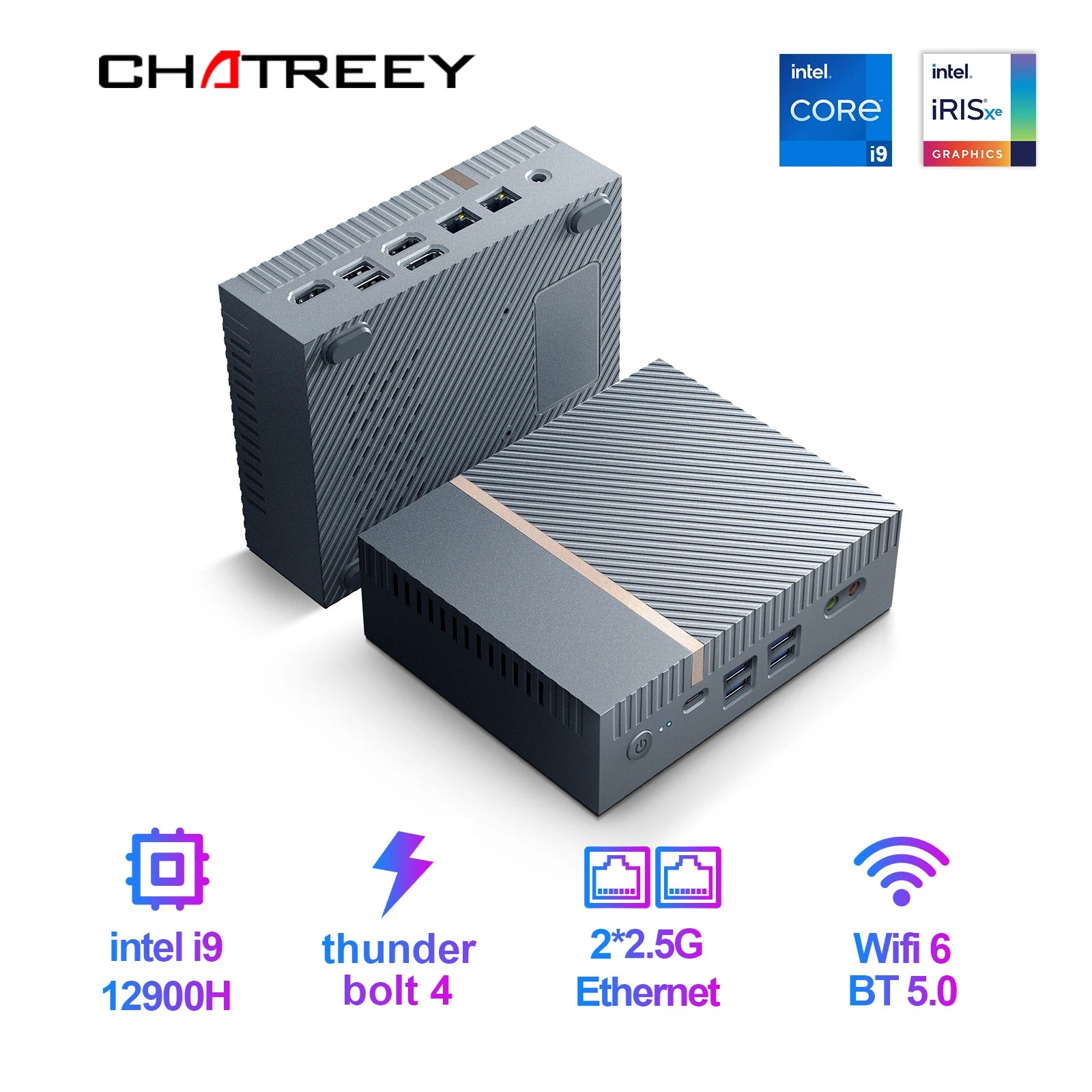 2026 Hot Sale Chatreey IT12 Mini PC Core i7 13900H i9 12900H Gaming Desktop Computer with Dual 2.5G Ethernet PCIe 4.0 WiFi 6