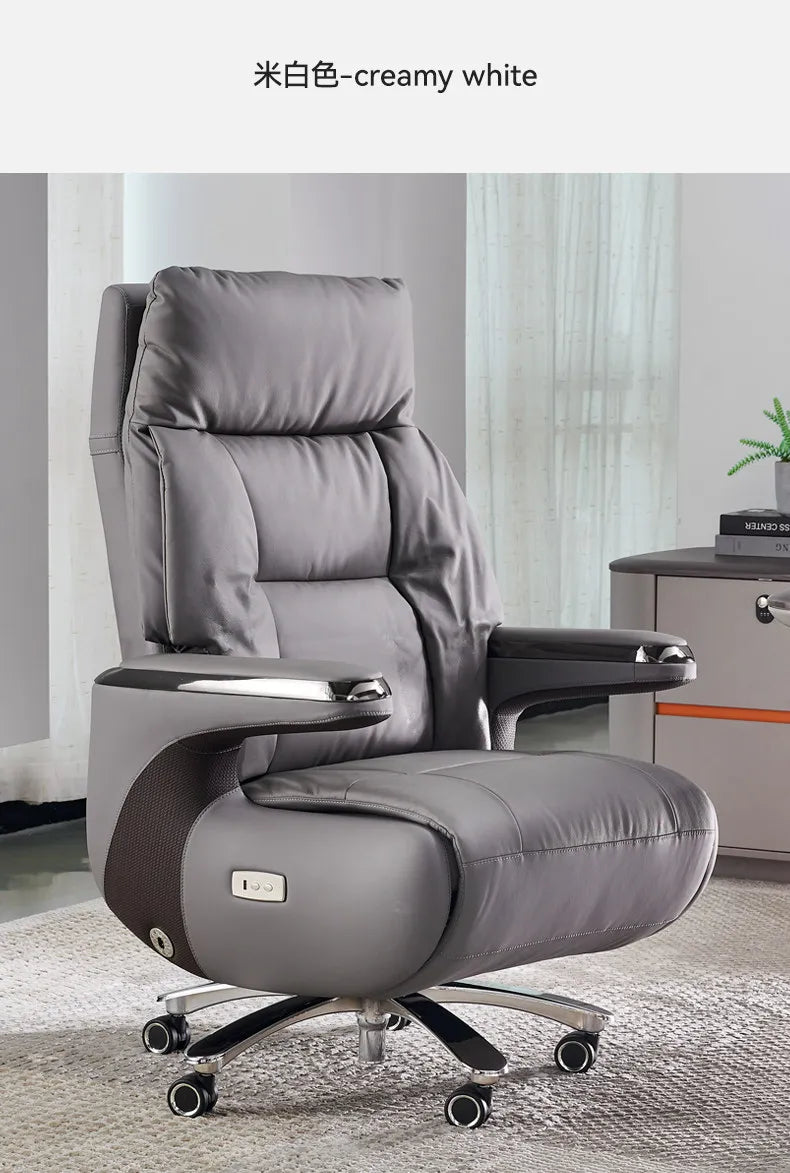 Luxury Electric Massage Executive Chair - Ergonomic Genuine Leather Gaming Office Desk Chair with Premium Design Furniture JT40