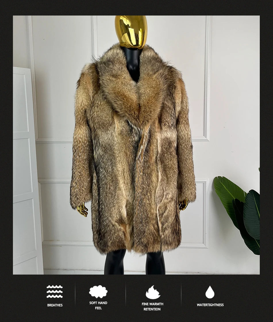 Real Fur Coat For Men Coyote Fur Coat Natural Wolf Fur Coats New Fashion Mens Clothing