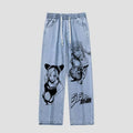Jojo's Adventure Loose Fit Cowboy Style Jeans Cartoon Anime Trousers for Teens And Young Adults mid Waist Denim Pants