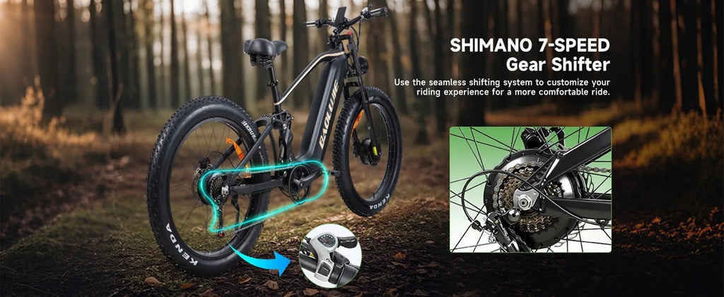 BAOLUJIE Peak 5000W Electric Bicycle Motor Electric Bike 26*4 Inches Tire Mountain E-bike 52V 23Ah Battery 36MPH Full Suspension