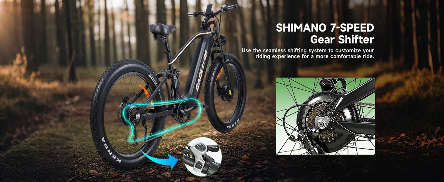BAOLUJIE Peak 5000W Electric Bicycle Motor Electric Bike 26*4 Inches Tire Mountain E-bike 52V 23Ah Battery 36MPH Full Suspension