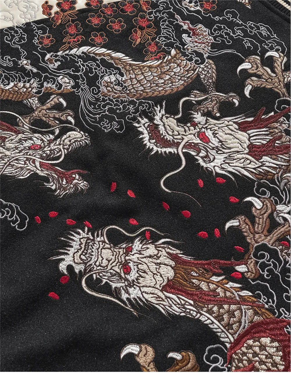 Streetwear Japanese Sukajan Souvenir Baseball Jacket 2025 Autumn Chinese Dragon Embroidered Woolen Patchwork Jacket Coat