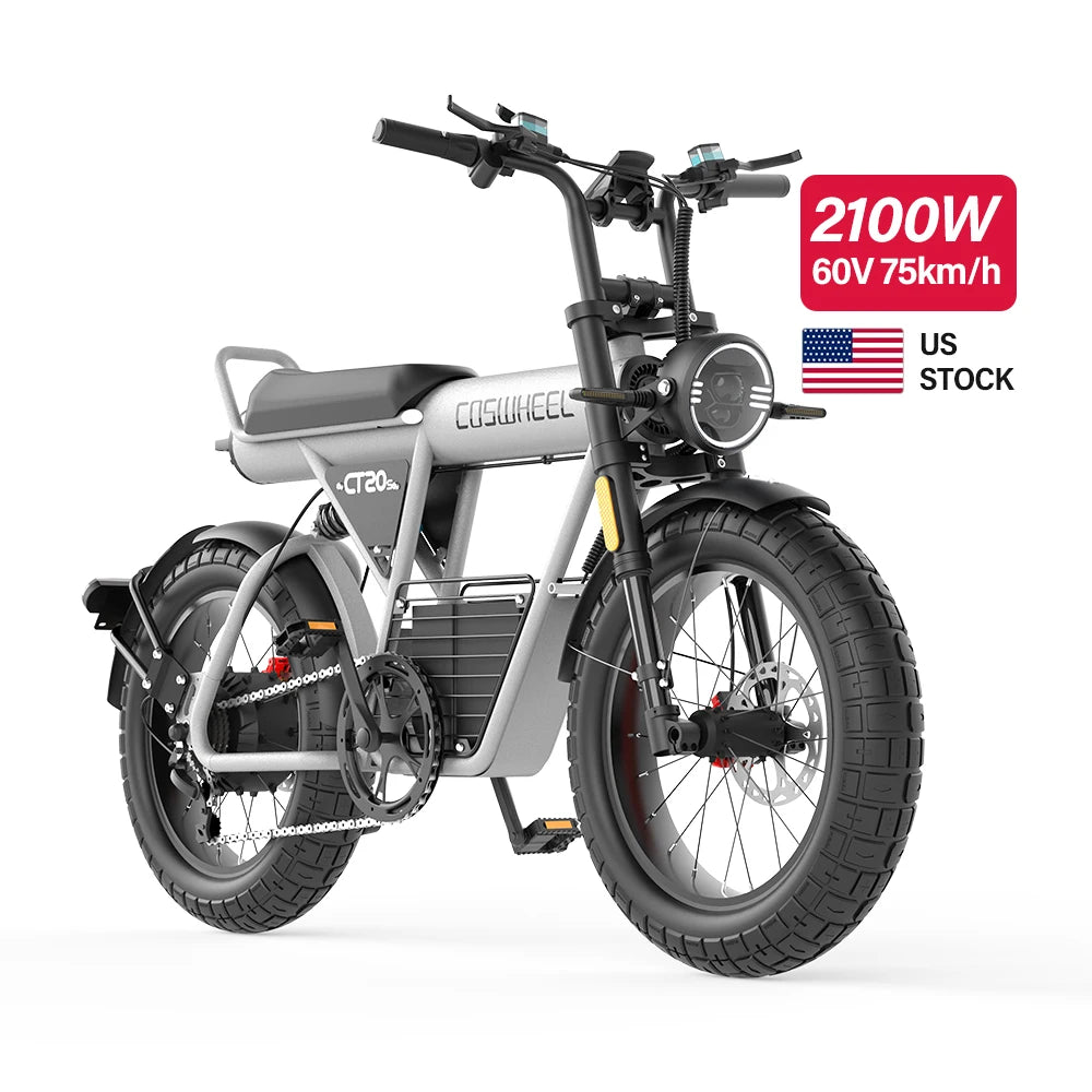 20-inch Wide Tires 2100W Motor 60V 27.5Ah Electric Bike with Removable Battery for Adult 2-wheel Electric Bicycle COSWHEEL CT20S