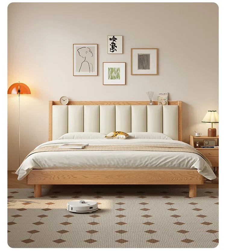 Elegant Headboard Bed Frame Double Wood Simple King Queen Bed Frame Nightstands Modern Cama Moderno Lujo Bedroom Furniture