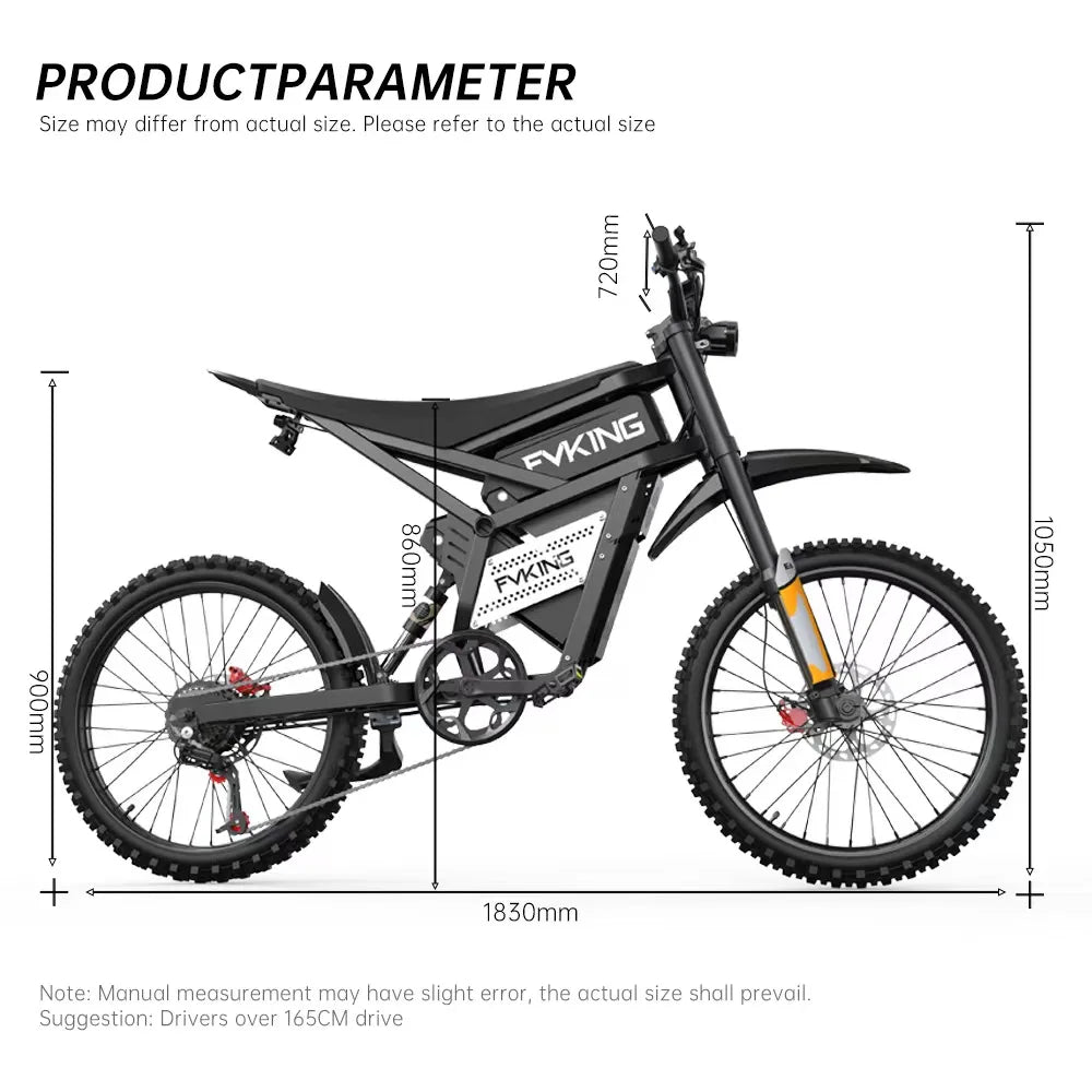 FVKING E6 Electric Bike Adults 2000W Peak Gear Hub Motors Electric Motorcycle 52V33AH Battery Speed 60Kmh Mountain E-bikes GT73