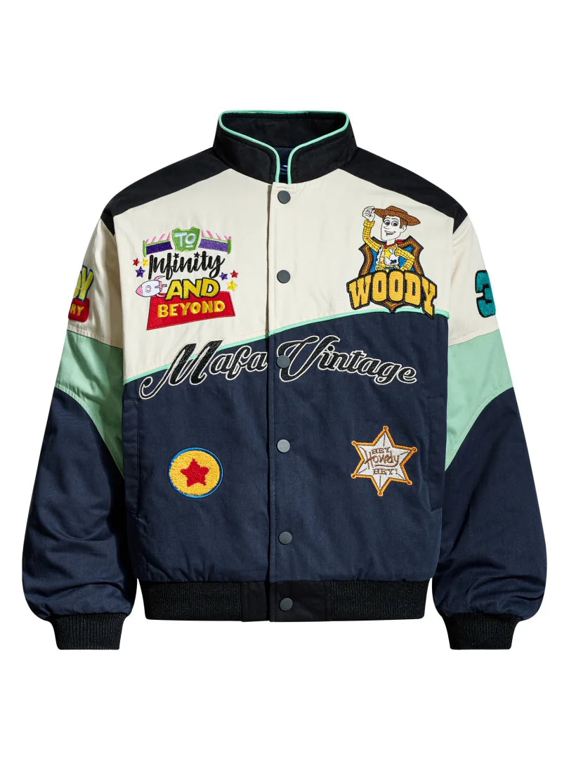 Xman Trendy Brand Cartoon Anime Embroidered Cotton Jacket Loose Fit Small Size Women's Student Autumn Winter Outerwear