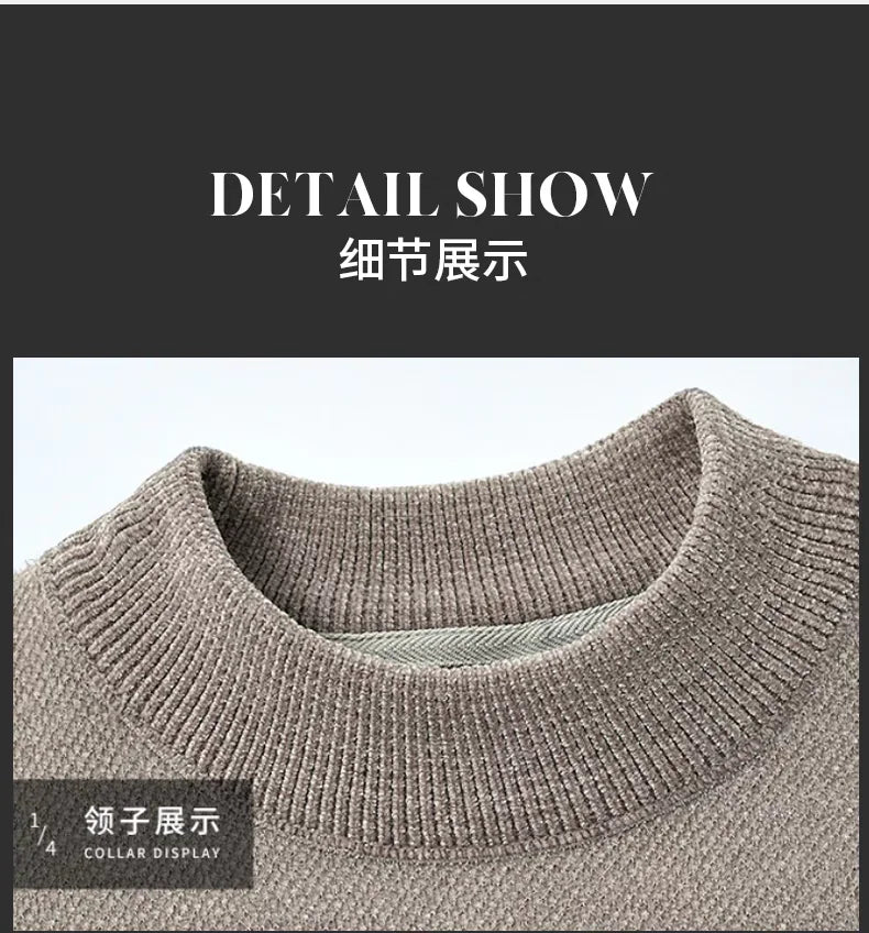 High quality men's round neck knitted sweater autumn winter new Korean style fashion cartoon embroidery thick casual pullover
