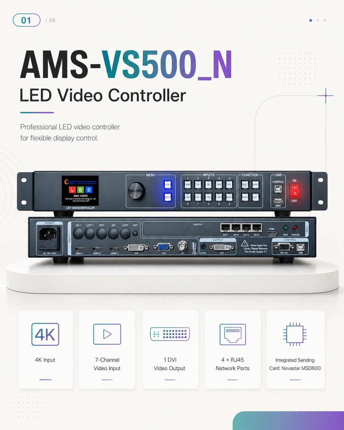 AMS VS500 Professional 4K LED Video Wall Controller All-in-One Processor for LED Display Projects Novastar V960 Similar