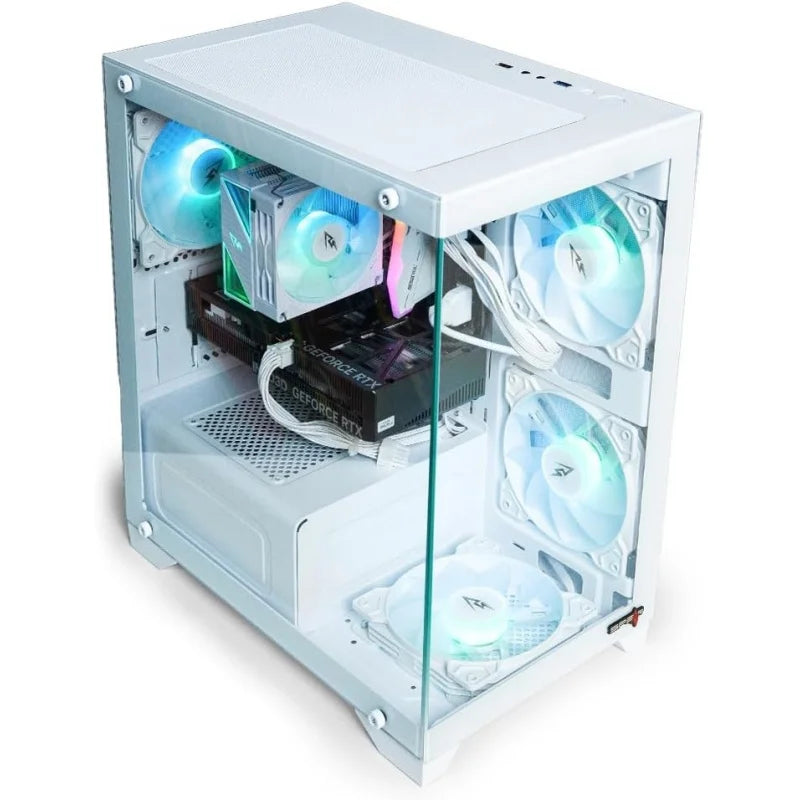 Gaming PC i5-12400F, RTX 3050, 16GB RAM, 500GB SSD, 500W PSU, H610M-K Motherboard, 4-Fan RGB Case (White) (White, 500GB)