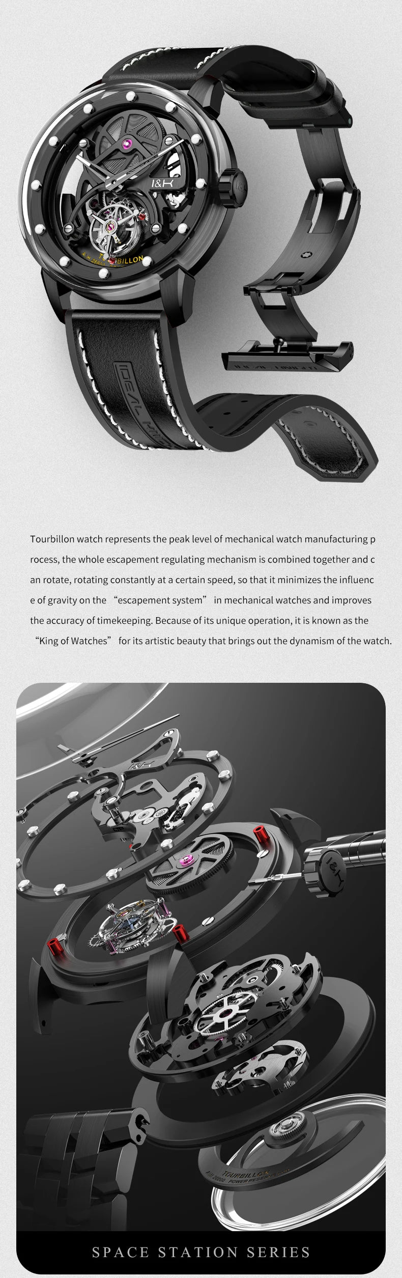 IDEAL KNIGHT 6809 Mens Watch High Quality Luxruy  Flywheel Tourbillon Automatic Mechanical Watch 50M Waterproof Watches For Man