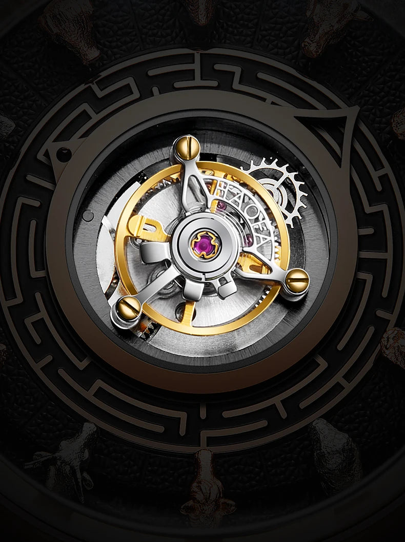 Haofa Center Tourbillon Watch 3D Chinese zodiac Animal Sculpture Manual Tourbillon Sapphire Waterproof Limited Watches Men 2000