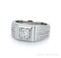 Luxury PT950 Platinum Men's Greek Key Square Moissanite Pave Engagement Wedding Ring Adjustable Band Anniversary Gift Jewelry Sp