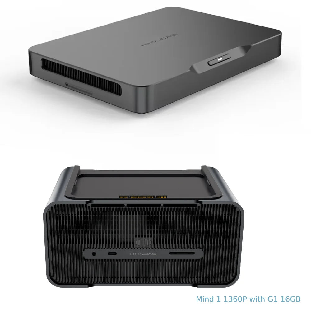Khadas Mind 1 Mini PC, Intel Core i7-1360P 5.0GHz Micro Desktop Computer with 5.55Wh Standby Battery, 32GB+1TB WiFi 6E, BT5.3