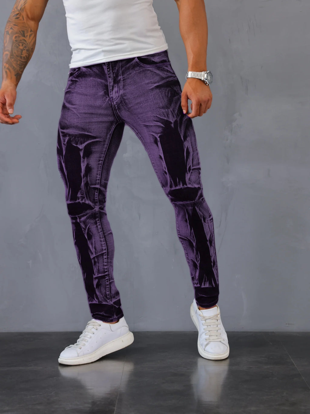Stretch Slim Fit Jeans - Men's Mid Waist Distressed And Ripped Denim Jeans With Tassels For All Seasons Street Wear