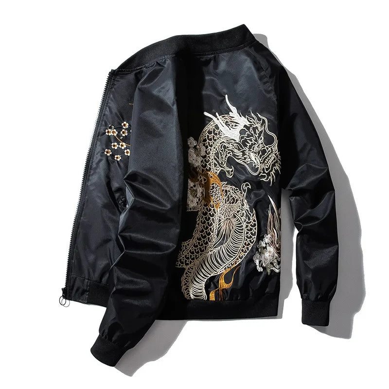 Men's Sukajan Bomber Jacket  Spring Autumn Yokosuka Souvenir Japan Anime Embroidered MA1 Coats Dragon Tiger Baseball Clothes
