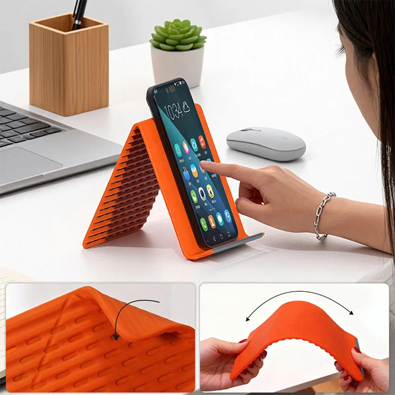 Flexible Silicone Mobile Phone Flat Bracket Universal Folding Portable Lazy Support Multifunctional Desktop Deformation Support