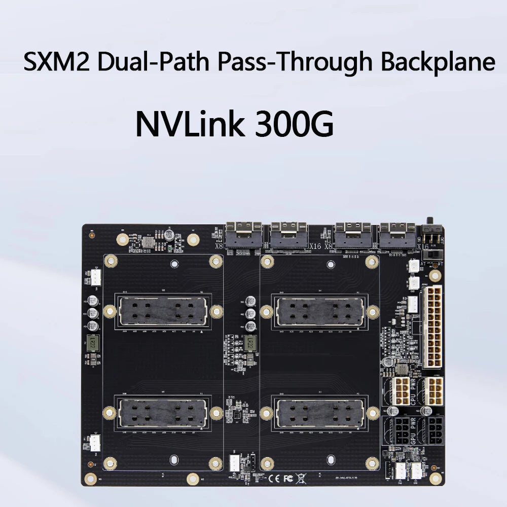 SXM2 for NVIDIA V100 GPU Adapter Board Card NVLink 300G 4-Port 4‑Way / Dual-Card Dual-Channel Pass-Through Expansion Backplane