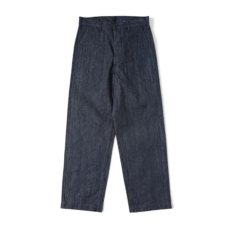 Rugged Bronson 40s USN Selvedge Denim Work Pants High Waist Wide Leg Men's Jeans
