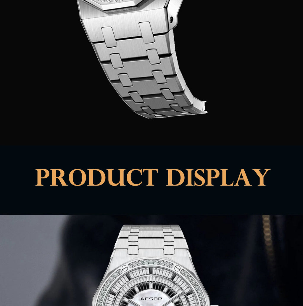 AESOP Automatic Tourbillon Mechanical Skeleton Watch For Man Watches Waterproof Wristwatches Sapphire Mirror Diamond luxury new