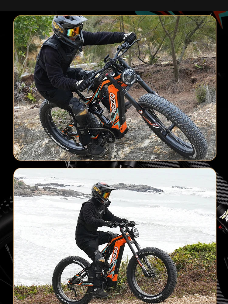52V 1000W Carbon Fiber E-Bike Mid-Drive Electric Bicycle with 21Ah Lithium Battery Wide-Tire 9-Speed Eco-Friendly Bike