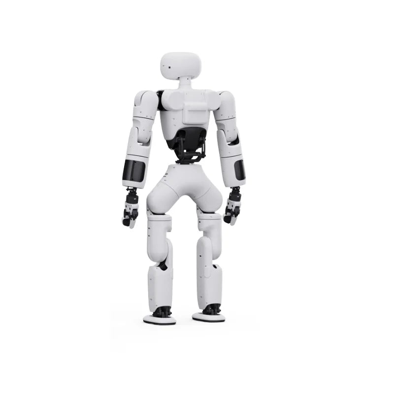 Humanoid robot with hot swappable 500Wh battery and optional charging station for continuous daily operation