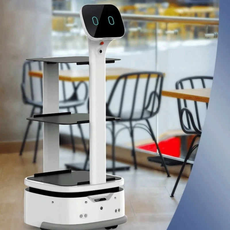 Customized Amy Humanoid AI Robot Waiter for Restaurant / Coffee Shop Automatic Walk and Talk Meal Delivery Robot