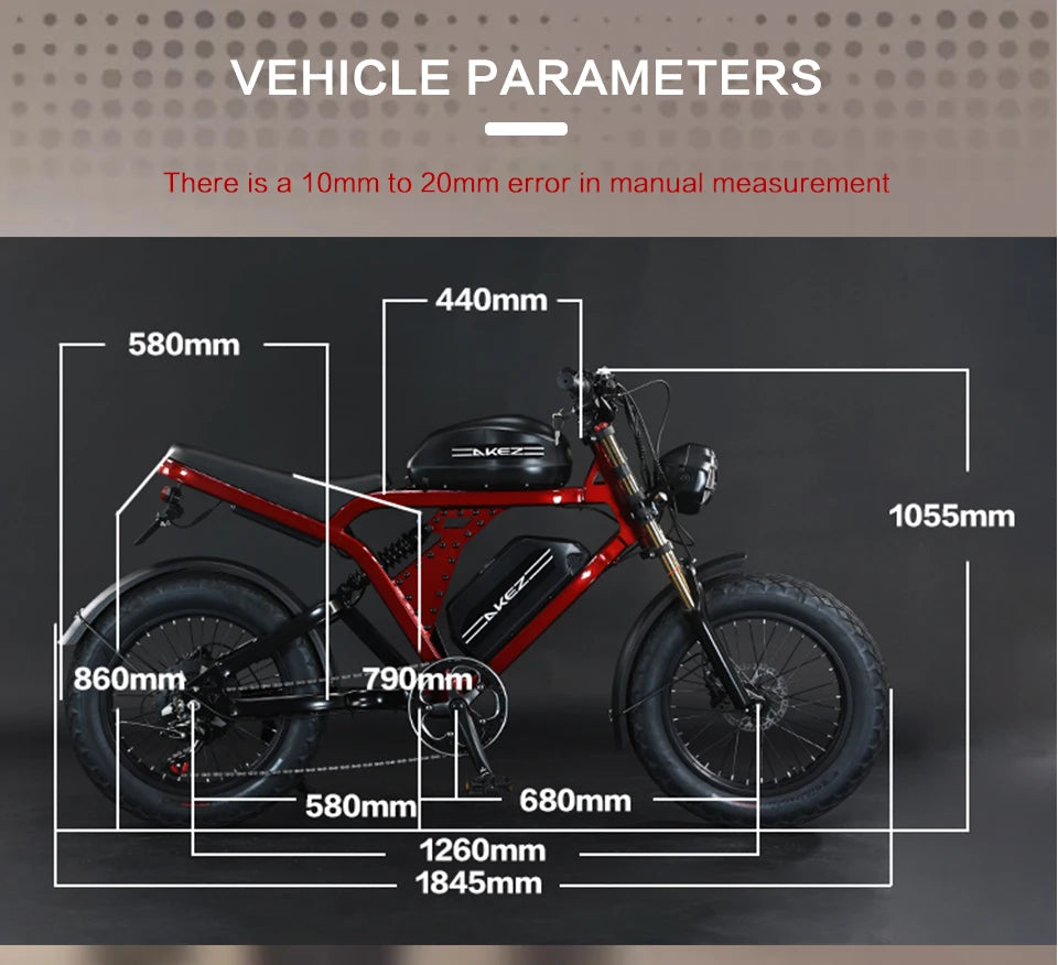 US Stock | AKEZ 52V 1500W E-Bike for Adults, 55Ah Battery, Long Range Powerful Electric Bicycle Aluminum Alloy Frame