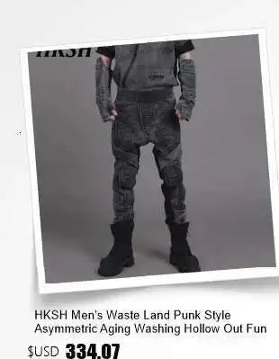 HKSH Spring New Men Tide Punk Sand Waste Land COS Asymmetric Deconstruction Pleated Coats Futuristic Washed Short Jackets HK4206