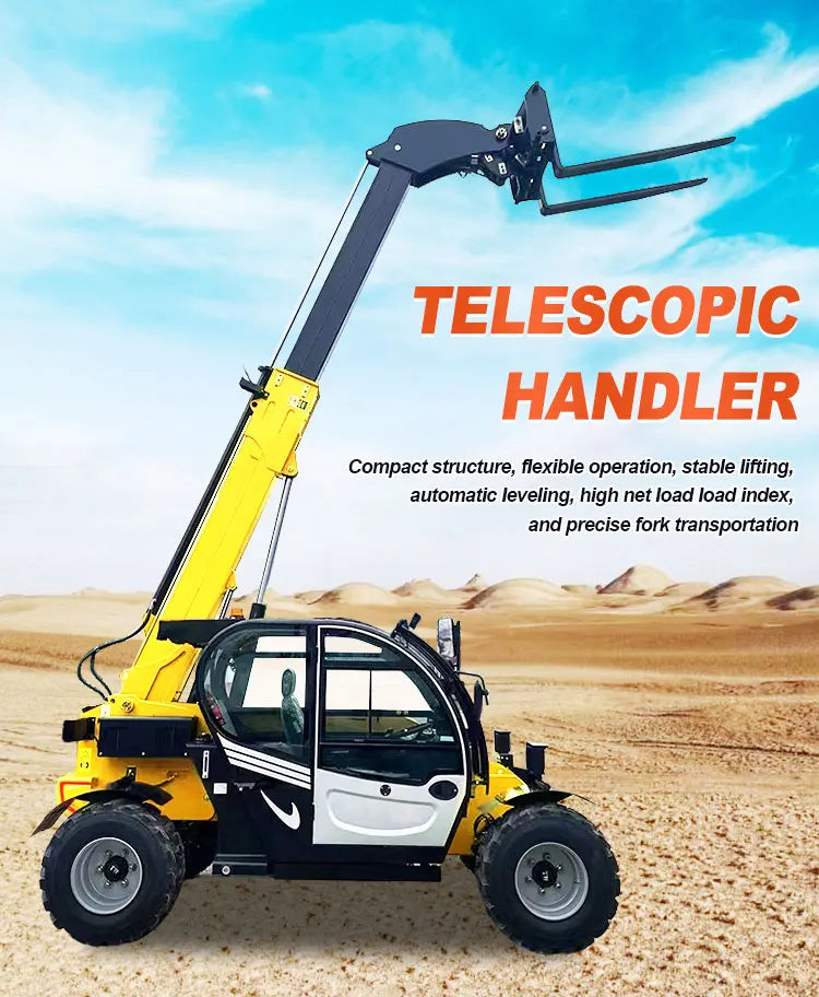 New Euro5 3.5 Ton Hydraulic Truck 4WD Diesel Telescopic Forklift Telehandler AC Cabin Rough Terrain Manipulador