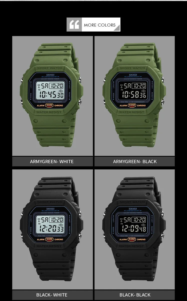 SKMEI 1628 Luxury Digital Men Watches Sports Waterproof Electronic Mens Wristwatches Military Back Light Clock 1988 Reloj Hombre
