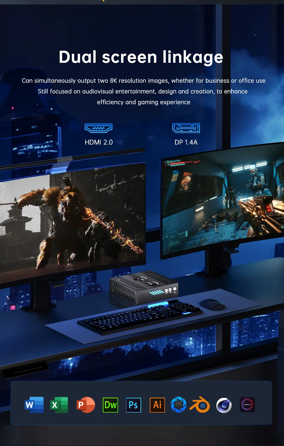Mini Gaming Pc Core I9-12900F Gaming Mini Pc RTX4060M 8G Discrete Graphic Dual Ddr5 M.2 Nvme Computer Barebone 8K With LED