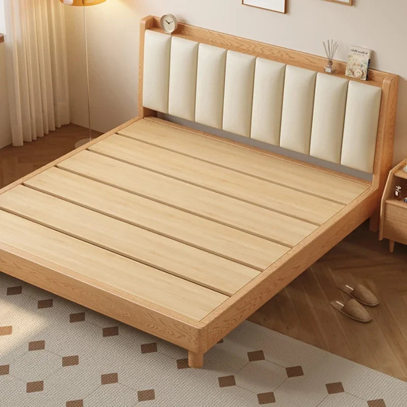 Elegant Headboard Bed Frame Double Wood Simple King Queen Bed Frame Nightstands Modern Cama Moderno Lujo Bedroom Furniture